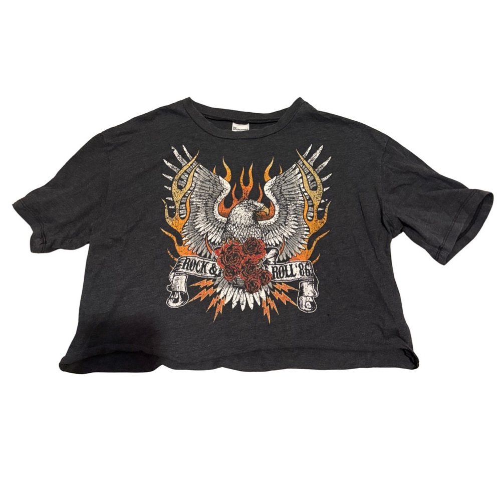 No Boundaries Graphic Crop Top - Black and Orange